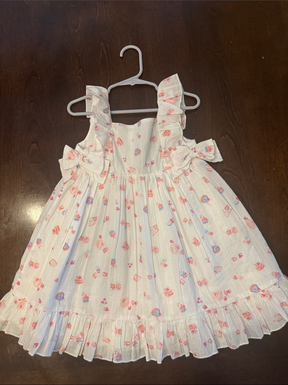 Cynthia Rowley White & Pink Candy-Print Ruffle Strap Girls' Dress